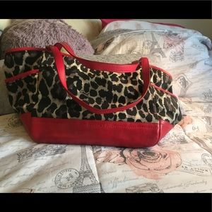 Red Leopard Coach Handbag